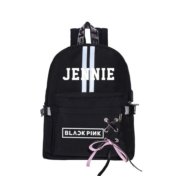 

kpop blackpink canvas backpack schoolbags for teenage girls kpop jennie jisoo fashion travel backpack usb charging harajuku bag