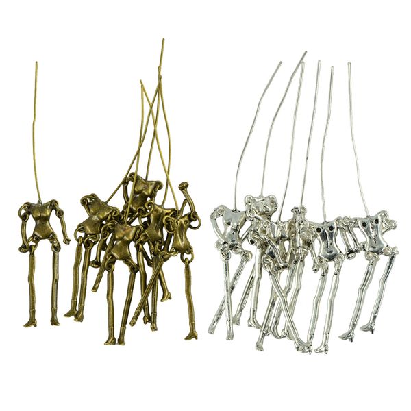 

halloween 12pcs charm classic human skeleton body dolls diy jewelry pendant colorful for necklace earrings, Silver