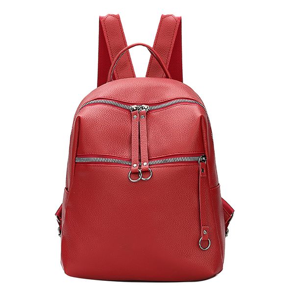 

sleeper #401 2018 new women backpack tide bag wild soft leather student bag simple mochila backpack pure color ing