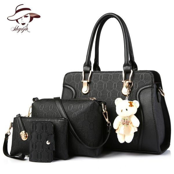 

new fashion 4pcs women handbag set composite bags bear fashion messenger bag crossbody shoulder bag+clutch bolsa feminina