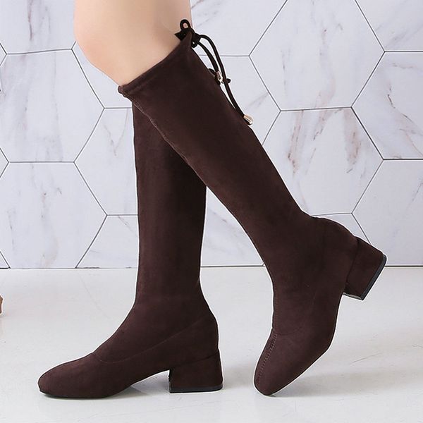 

plus size 35-51 nice new knee high / ankle boots women autumn plain black brown shoes woman high heels female casual wild pumps