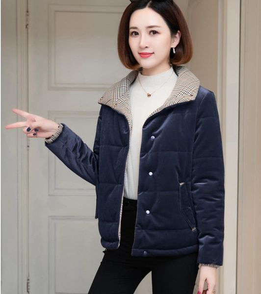 

winter short jacket coat women plus size womens parkas thicken outerwear coats female casual cotton padded basic t705, Black