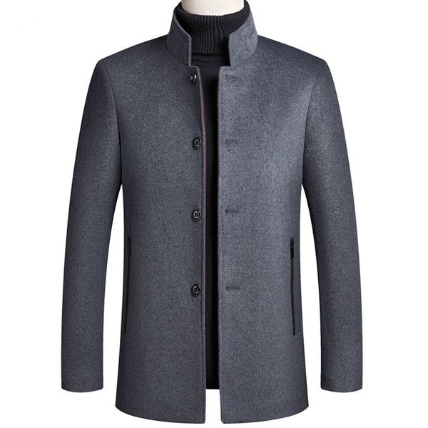 

men's wool & blends [winter clearance price] middle-aged woolen coat stand collar daddy clothes business casual jacket cloth, Black