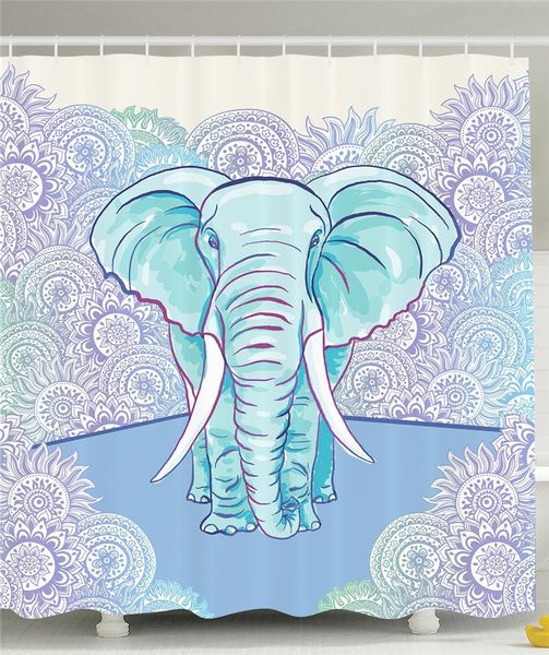 2019 Elephant Shower Curtain Ethnic Decor By Watercolor Effect