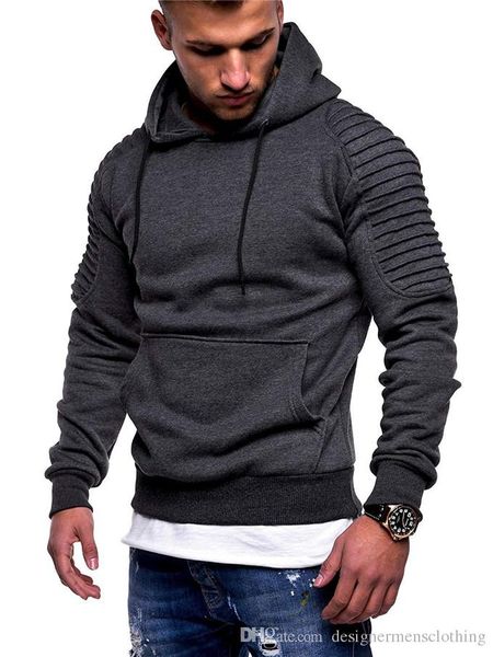 

plus size fold mens hoodies spring autumn thick sports mens sweatshirts fitness pullover slim male clothing, Black