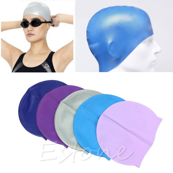 Adult Sports Silicone Swim Cap Flexible Durable Elasticity Swimming Hat #
