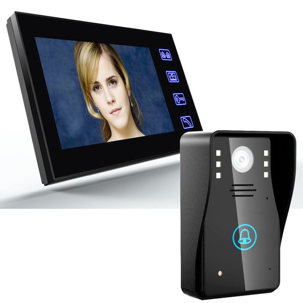 

7" tft video door phone intercom doorbell with ir-cut ir camera hd 1000 tv line night vision security cctv camera