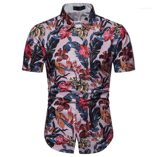 

eu size hombres tees mens beach floral shirts summer short sleeved casual shirts, White;black