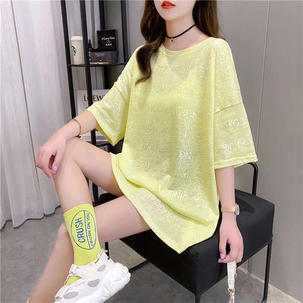 

женская лето средней длины блестящая футболка крупногабаритные высокого качества короткие рукава желтый синий оранжевый t shirt top для женщ, White