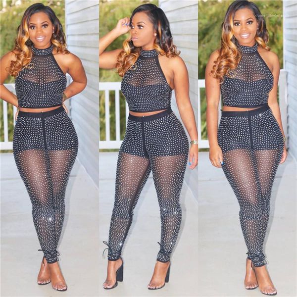 

suits polka dot printed sheer suits women two piece summer outfits pants set female designer fashion, White