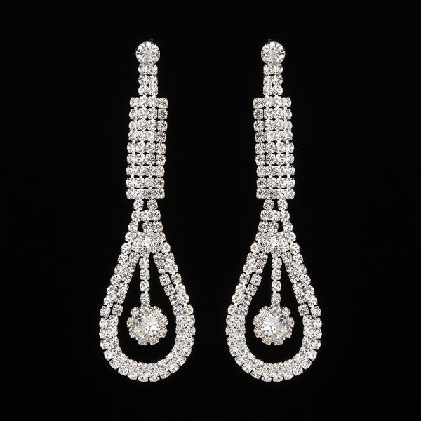 

concise drip micro insert rhinestone claw chain earrings eardrop, Golden