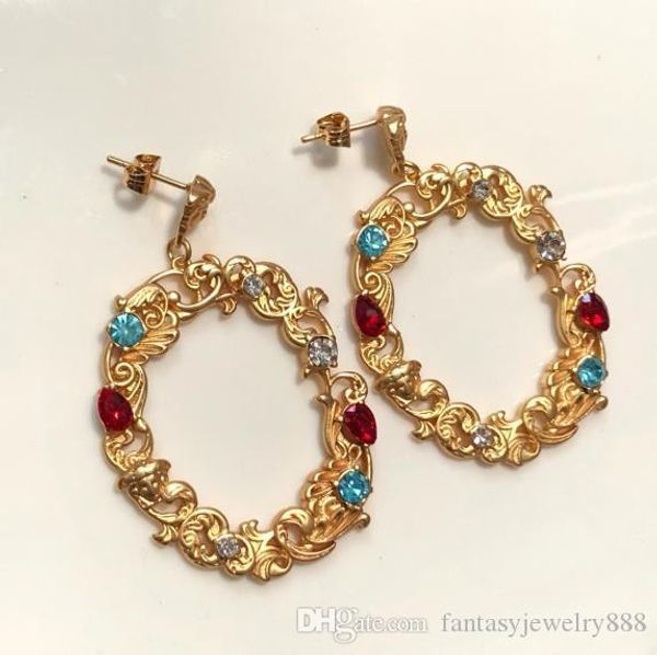 

new pattern colorful diamonds exquisite fashion designer earrings luxury designer jewelry women earrings, Golden