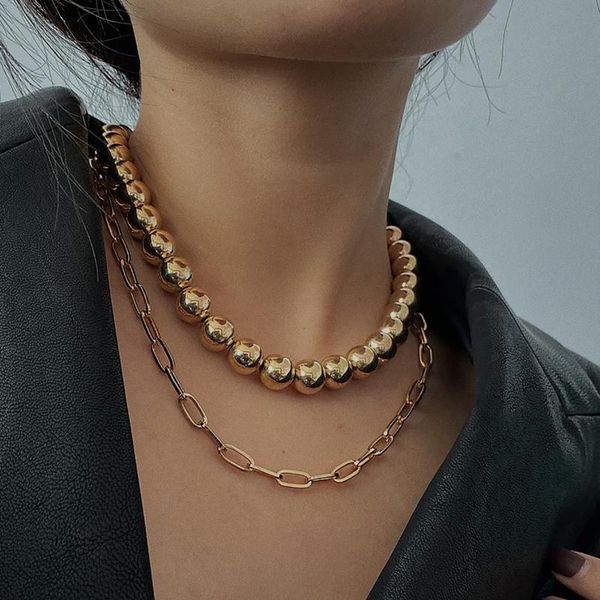 

european and american fashion jewelry simple punk crude chain xiang shi female exaggerated xi ha feng beads handmade necklace, Silver