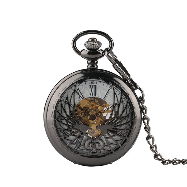 

men's classic mechanical pocket watch, phoenix carving unique design pocket watches for man , watch gift with white dial, Slivery;golden