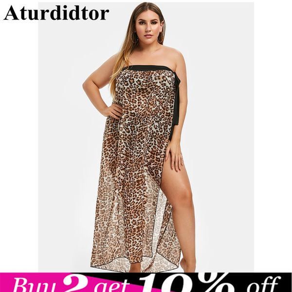 

plus size leopard print convertible wrap cover up, Blue;gray