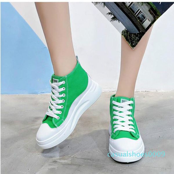

sneakers female 2019 new autumn tide shoes net white wild korean version of the muffin platform women breathable high-canvas shoes c09, Black