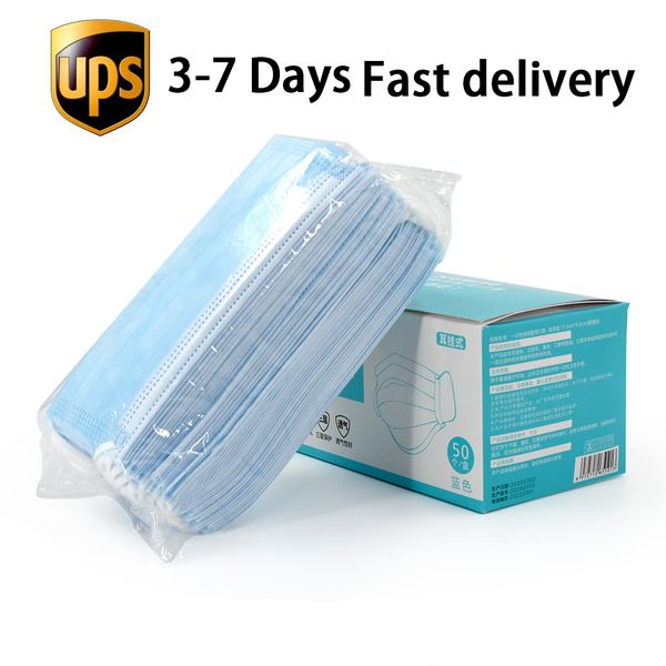 

ups ce fda face mouth mask disposable protect 3 layers filter dustproof earloop non woven mouth masks
