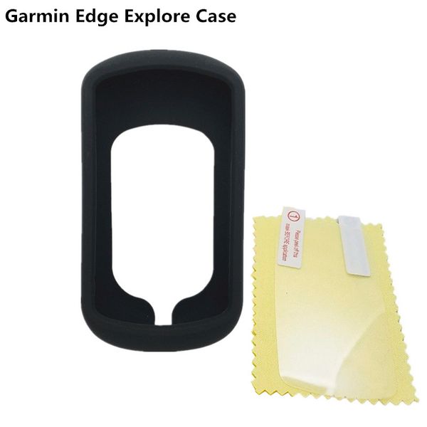 

generic bike gel skin case & screen protector cover for garmin edge explore gps computer quality black case for garmin explore