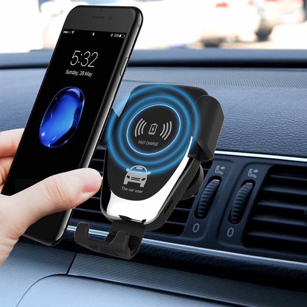 

10w q12 car wireless charger fast charging smart phone holder mount for iphone 8 8 plus xs samsung s8 s9 s10 with car search function