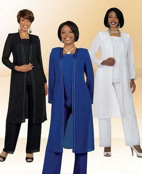 

chiffon plus size mother's suit with long sleeves jacket pants mother of bride groom wedding party gowns white evening dresses, Black;red