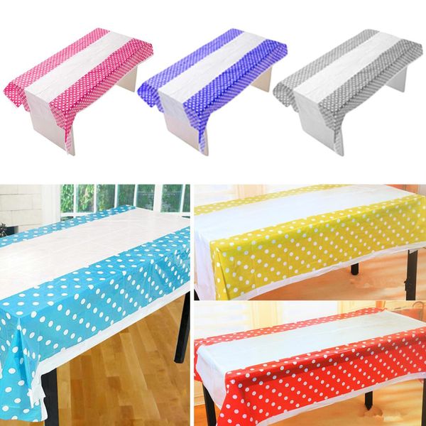 

108 * 180cm polka dot plastic table cloth baby shower decoration supplies kids birthday party decoration disposable tablecloth