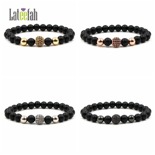 

lateefah 8mm melted rock bead bracelet black cz ball men charm bead bracelet copper gifts for men