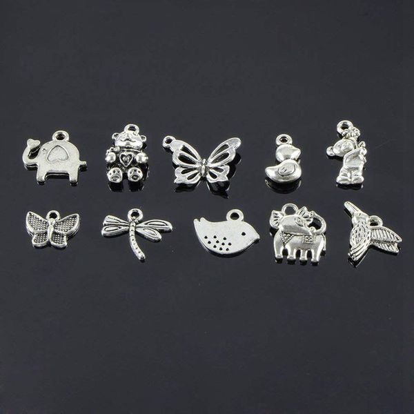 

animal charms, wholesale bulk 100 pack mixed tibetan pendant charms for jewelry making bracelet necklace diy crafts, Bronze;silver