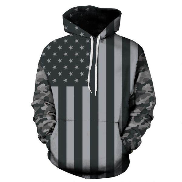 

3d star digital printing with cap pocket insert with cap men's guard sweatshirts, Black