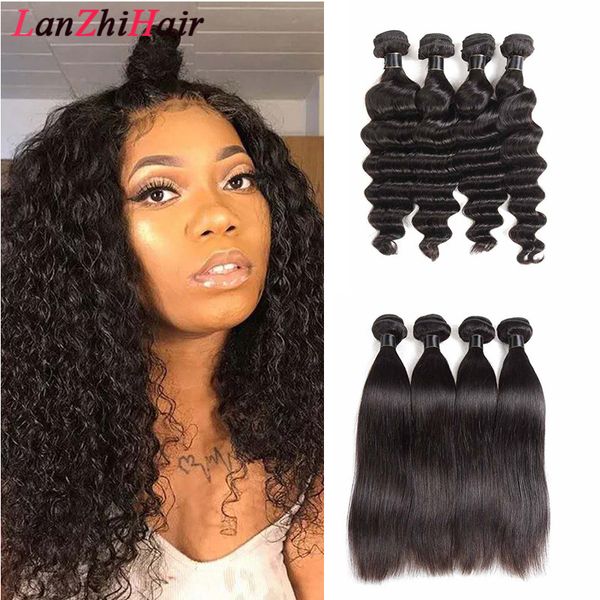 

malaysian brazilian loose deep virgin hair unprocessed brazilian human hair 4 bundles straight brazilian loose deep hair bundles straight, Black
