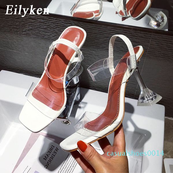 

eilyken yellow white pvc jelly sandals crystal open toe perspex sike high heels crystal women transparent heel sandals 9cm pumps c14, Black