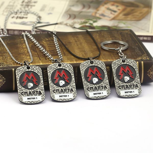 

pc game metro exodus 2033 keychain dog tag pendant metal chain men necklaces vintage charm gifts for kids games jewelry kolye, Silver