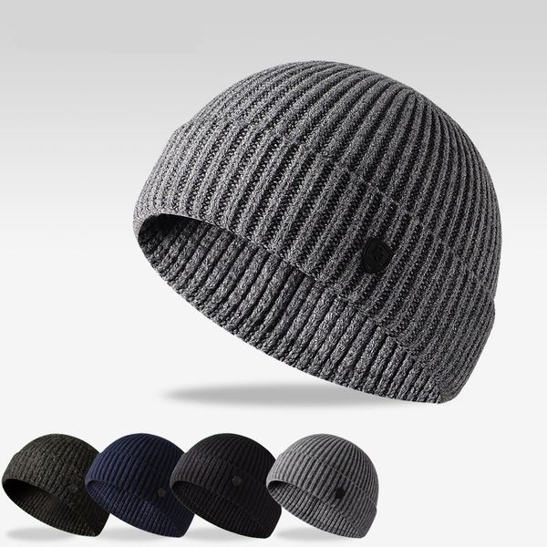 

классические мужские winter hat теплый comforable мягкая вязаная шапочка skullcap sailor cap манжета ретро navy без полей стиль beanie hat, Blue;gray