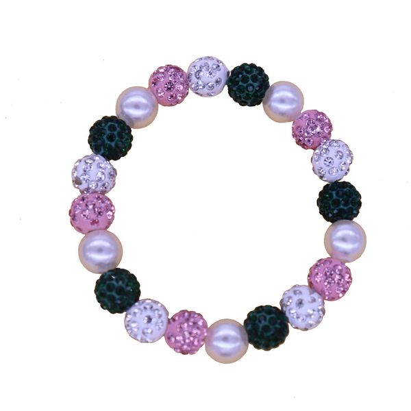 

dropshipping handmade pink green disco ball beads pearl bracelets society school club aka promotion gift jewelry, Black