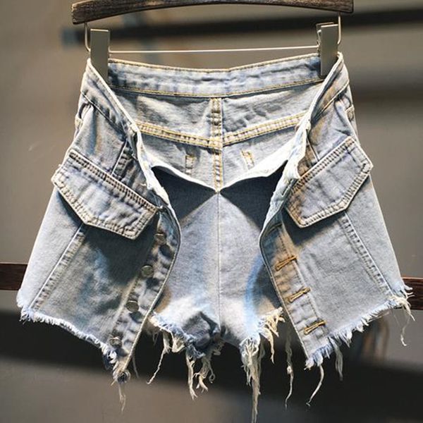 

ladies high waisted denim shorts women 2018 summer skorts skirts wide leg short jeans vintage short, White;black