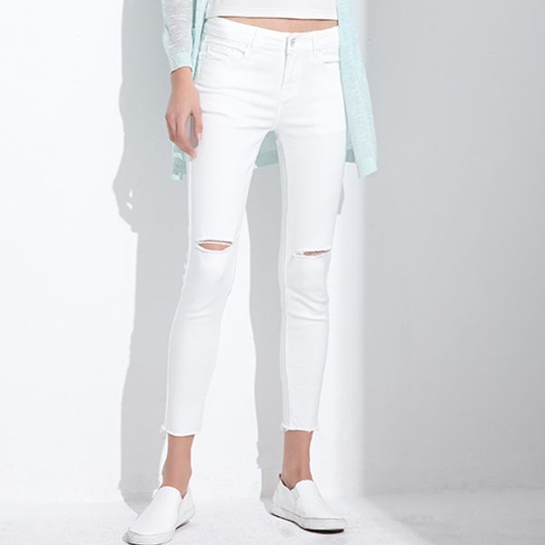 

Stretch Jeans Femme Denim Capri Ripped Jeans for Women Spring Woman Blue Destroyed Jeans Feminino Pencil Pantalon