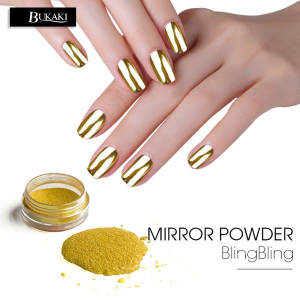 

bukaki sliver pigment mirror shimmer nail metallic gold color mirror glitter nail art sequins, Silver;gold