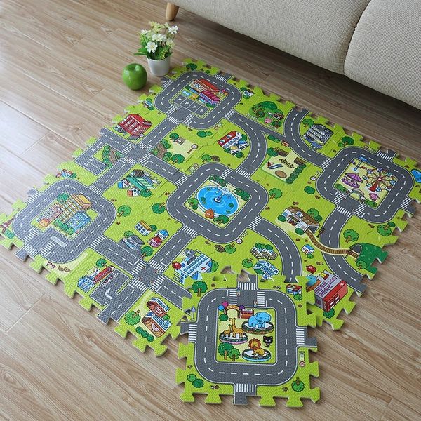 

new pattern eva foam stitching play mat urban traffic road scene game mat baby crawling mat 30 * 30 * 1cm * 9pcs (no edge