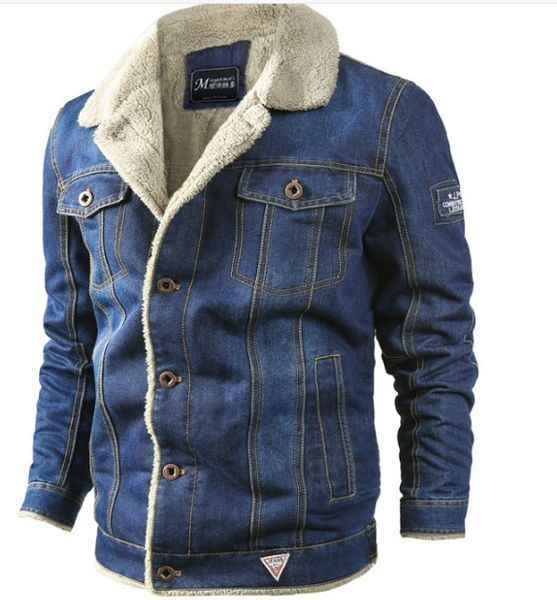 Autunno Inverno Uomo Giacca di jeans Moda Denim spesso caldo Bomber Army Coat Mens Giacche Cappotti