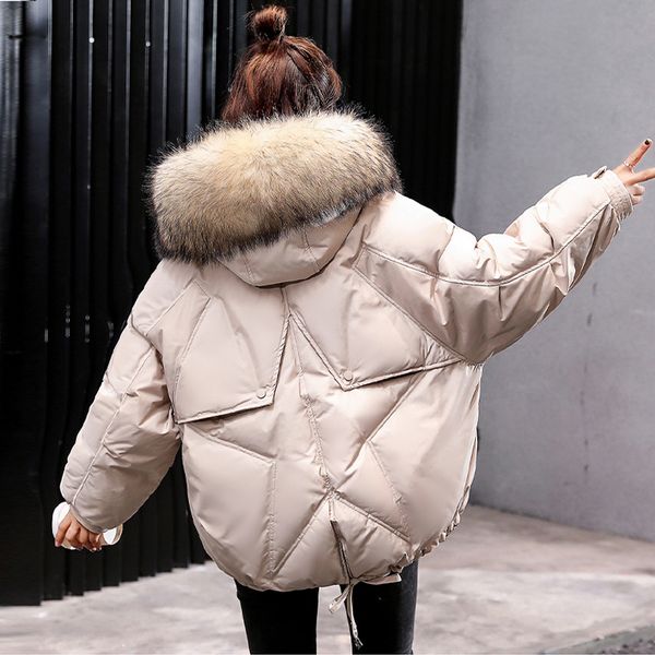 

warm new fashion 2020 winter short coats women loose parkas outwear female hooded winter down cotton jackets plus size cothes, Black