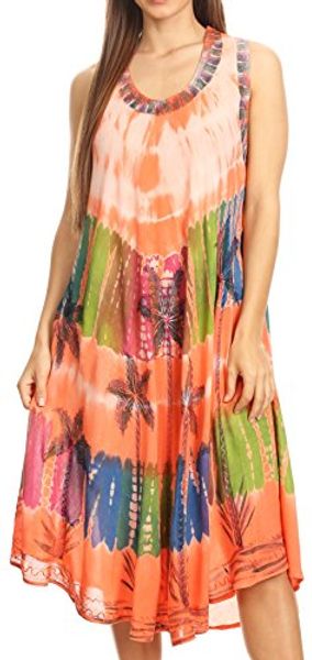 

sakkas palm tree tie dye caftan dress/cover up, Black;gray