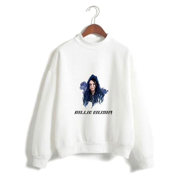 

billie eilish warm hoodie sweatshirt hooded spring men billie eilish print turtleneck sweatshirt girls pullover clothes, Black