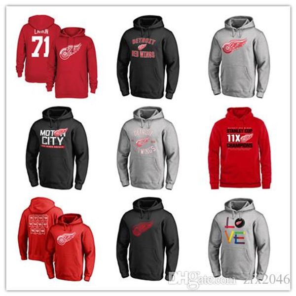 

71 dylan larkin detroit red wings pullover hoodie mens designer hoodies street hip hop loose fit luxury sweatshirts hooded printed coat, Black