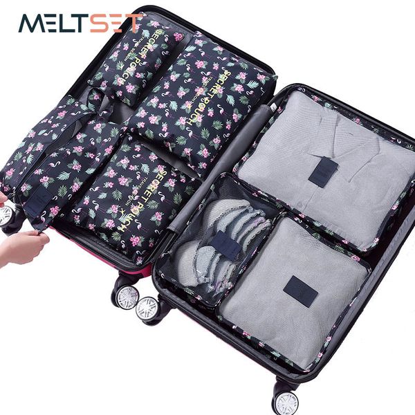 

7pcs/set travel storage bag high capacity clothes tidy pouch luggage organizer portable container waterproof storage shoes bag