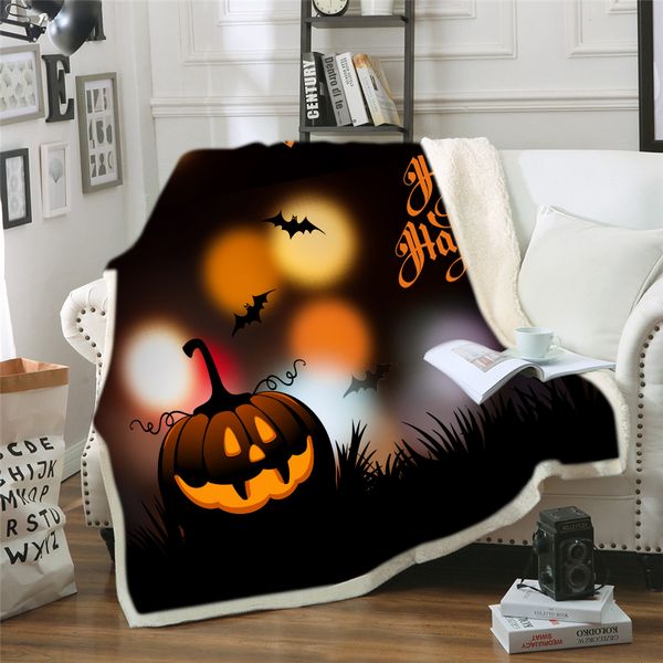 

happy halloween beds blanket for kids 3d pumpkin velvet plush throw blanket soft festival bedspreads dropship