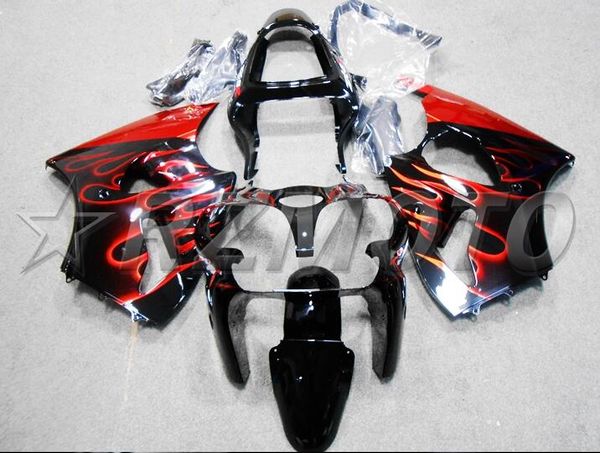 

4 gifts new abs motorcycle full fairings kit fit for kawasaki ninja zx-6r 2000 2001 2002 00 01 02 636 zx6r bodywork set flame red