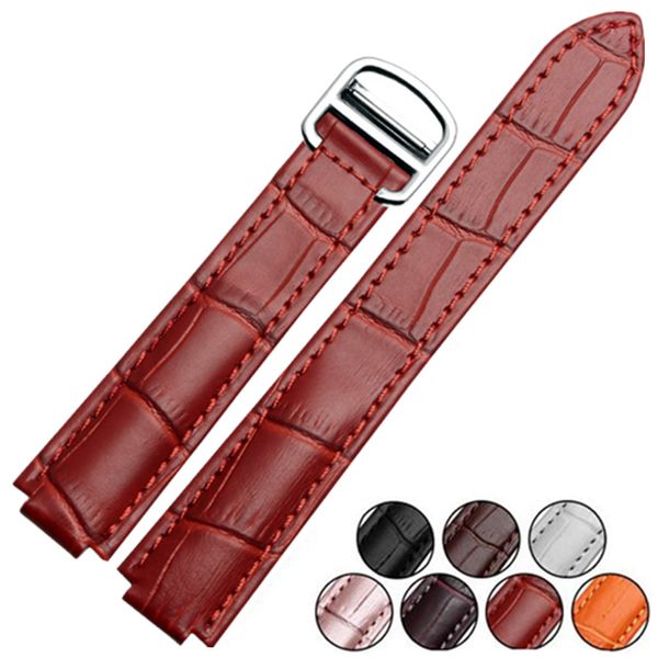 

genuine leather 14 x 8 18 x11 20 x 12 mm watche band strap belt watchband and folding clasp buckle for cra ballon bleu series, Black;brown