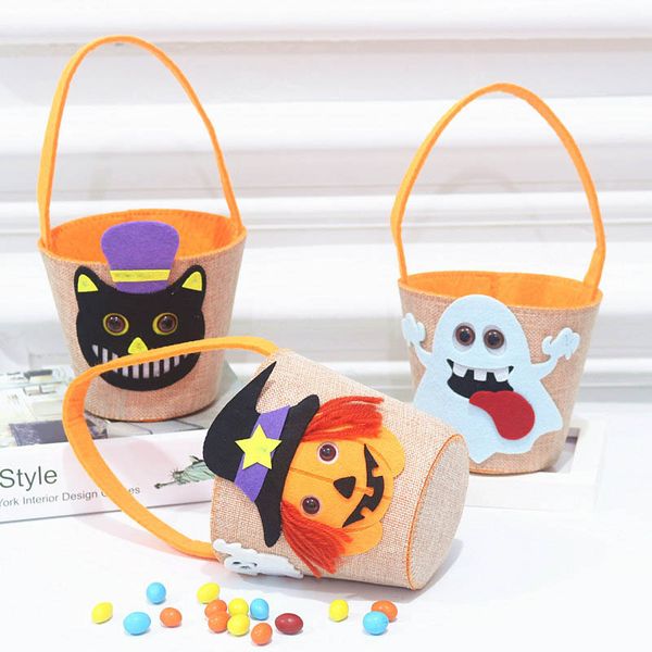 

halloween gifts bags pumpkin devil skull printed hand linen bags candy gift sack bags nonwovens the eve of all saints'day