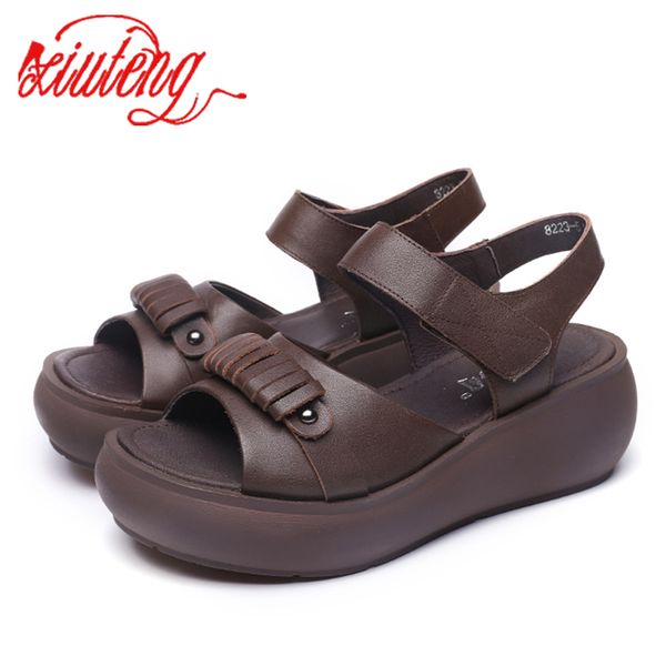 

xiuteng summer female sandals wear-resistant anti-slip roman shoes retro platform with thick bottom comfortable wedge sandals y200620, Black
