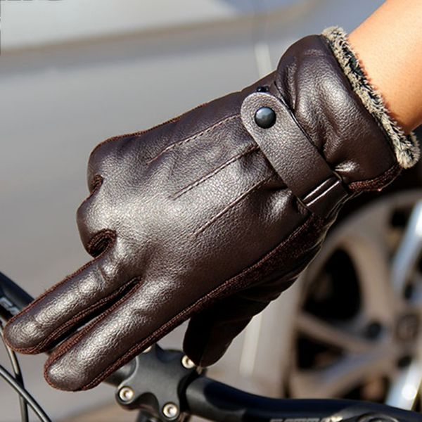 

men pu leather short thin/thick brown glove man gym luvas car driving mittens spring winter gloves, Blue;gray