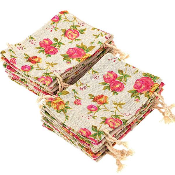 

new 30 pack rose drawstring bags burlap flower pouch bags gift jewelry pouches for diy craft wedding party